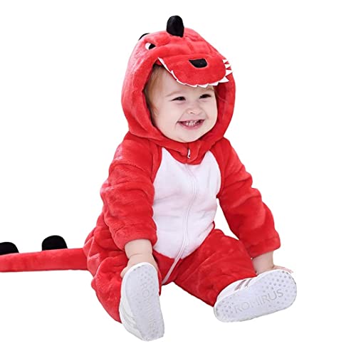 QIAONIUNIU Halloween Baby Red Dinosaur Costumes Toddler Outfit Infants Cosplay Romper 6-12 Months