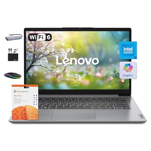 Lenovo IdeaPad 14" Laptop Computer 2025, 12GB RAM, 884GB Storage (256GB SSD +128GB eMMC +500GB Ext), Intel Core Processor, UHD Graphics, Long Battery WiFi-6, MarxsolAccessory, 1-Yr Office 365, Win 11