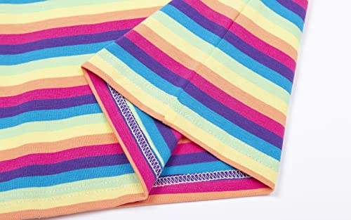 Mud Kingdom Tank Tops for Baby Boys Stripe Short Sleeve Crew Neck Cotton Summer Rainbow 12-18 Months - Thumbnail 6
