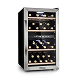 KLARSTEIN Cantinetta Vino, Cantinetta Vino Refrigerata a Zona Doppia per Interno/Esterni, Frigo Bar, Cantina Vino con Vetrina, Mini Bar con Protezione UV, Frigo Vino Touch, 5-18°C, 45 Bottiglie