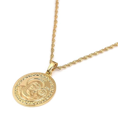 Collar de la Virgen María colgante dorado unisex joyería eclesiástica para Rusia Grecia Ucrania