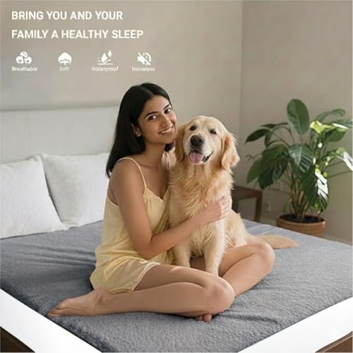 Image of Next Space - Waterproof - Hypoallergenic Mattress Protector, PVC-Free, Easy Wash, Absorbent and Breathable (Grey, 72x78)
