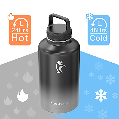 Coolflask Half Gallon Insulated Water Bottle With Straw & 3 Lids, 64 Oz Water Jug Large Metal Stainless Steel Wide Mouth For Sports, Gym Or Office, Bpa-Free Keep Cold 48H Hot 24H, Piano Night #TOP2