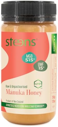 Steens Manuka Honey - MGO 515+ - Pure & Raw 100% Certified UMF 15+ Manuka Honey - Bottled and Sealed in New Zealand - 500g