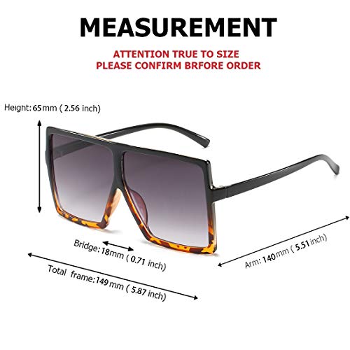 Ensarjoe Square Oversized Sunglasses For Women Men Flat Top Fashion Shadesuv Protection #TOP4