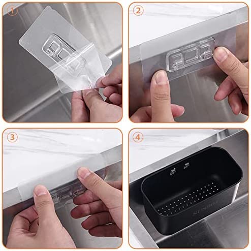Sink Organiser Stainless Steel Sink Strainer Sink Caddy Organiser Spool Stainless Steel Utensils Basket Organiser Sink Strainer Drainer Vegtable/Fruit Kitchen Strainer Tea Strainer (Black) - Image 4