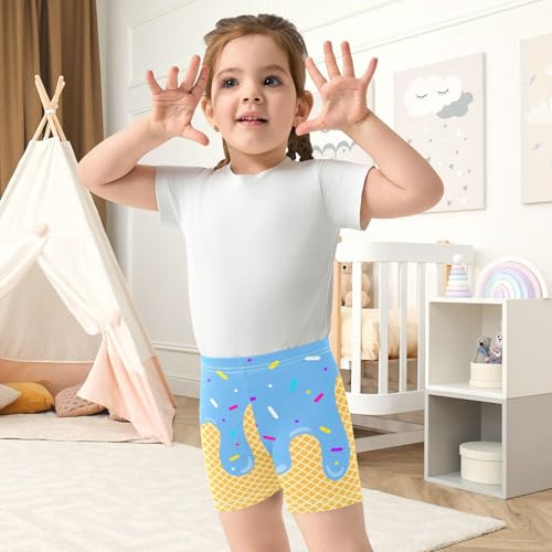 Blue Ice Cream Girls Shorts Size 8 Elastic Cotton Girls Running Biker Shorts Dance Tumbling Athletic Gymnastics Yoga Pants for Kids4