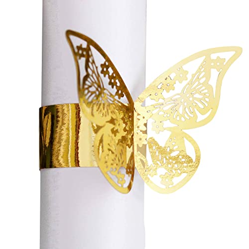 50PCS Napkin Rings, 3D Butterfly Paper Napkin Rings, Hollow Napkin Ring Holders Napkin Ring Buckles for Table Decorations, Wedding, Party, Dinner, DIY Decoration