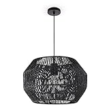 paco home sospensione tavolo da pranzo carta boho sala da pranzo lampada e27 rattan, colore:nero (Ø35cm), tipo di lampada___colore:luce a sospensione - nero