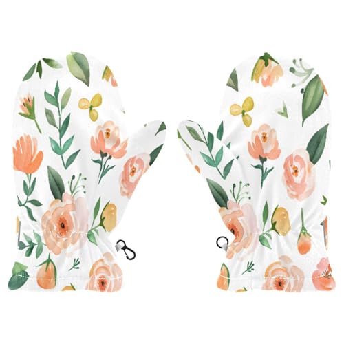 Kid's Winter Gloves Children Warm Gloves Watercolor Floral for Boys Girl Age 2-4 Years