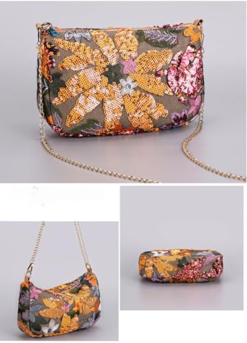 Sequin Beaded Y2k Embroidery Purse Summer Floral Knit Evening Party Purses Crossbody Straw Bag Women3