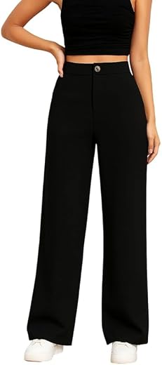 OLCHEEES Women High Rise High Waist Trousers Flared Korean Style Formal Pants| Elegant Workwear for Office, College &amp; Events