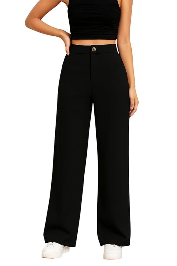 Women High Rise High Waist Trousers Flared Korean Style Formal Pants| Elegant Workwear for Office, College & Events