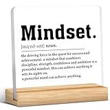 Inspirational Mindset Desk Sign, Motivational Gifts for Women Men, Mindset Definition Acrylic Desk Sign Office Decor