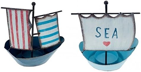 Quay Traders Pair of Metal Boat Tea-light Holders