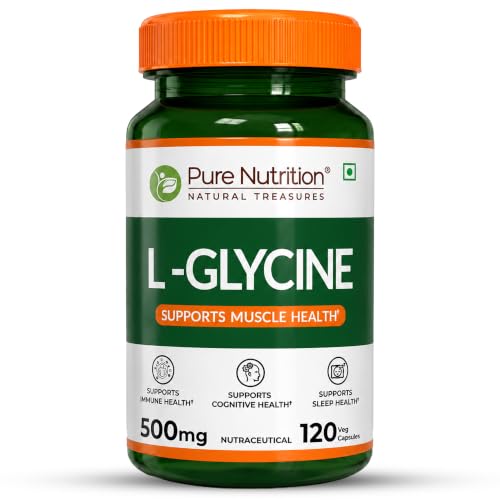 Image of Pure Nutrition L Glycine Supplement (500mg) 120 veg Capsules | Supports Muscle Health, Brain & Sleep Health | Support Strong Immune System & Cellular Health