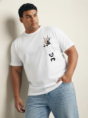 Image of Toodlegram Men's Plus Size Graphic Printed Cotton T-Shirt Casual Round Neck Regular Fit