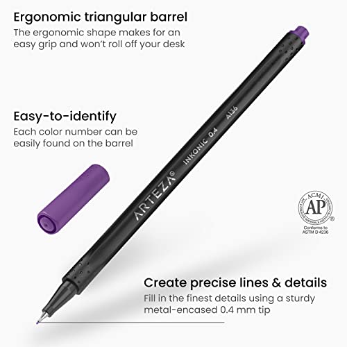 Arteza Inkonic Fineliner Pen Set, Set Of 48, Fine Point Pens Assorted Colors, 0.4Mm Tips, Water-Based, Non-Toxic, Art Pens For Drawing, Sketching, Journaling, Calligraphy, Art Supplies #TOP2