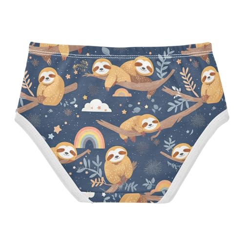 Wusikd Cute Sloths Girls' Underwear Cotton Rainbows Stars Girls Briefs Soft Toddler Underwear 2T2