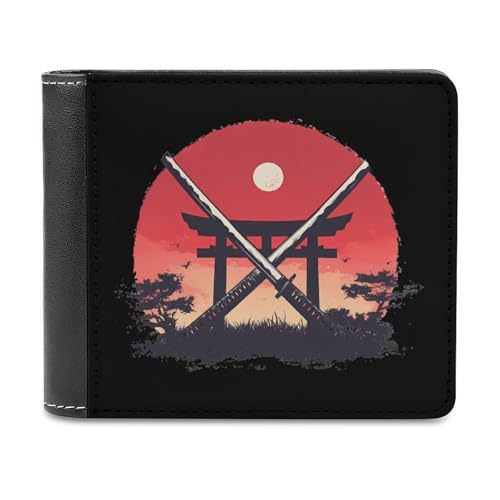 Samurai Katana Tori Gate Fashion Bifold Wallets for Men Women Slim & Thin Credit Card Holder Wallet Purse