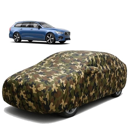Image of Sulfar 100% Waterproof Car Body Cover Compatible with Mirror for Volvo V90 with Long Lasting Durable Material (Triple Stitched, Full Bottom Elastic, Camouflage Army)