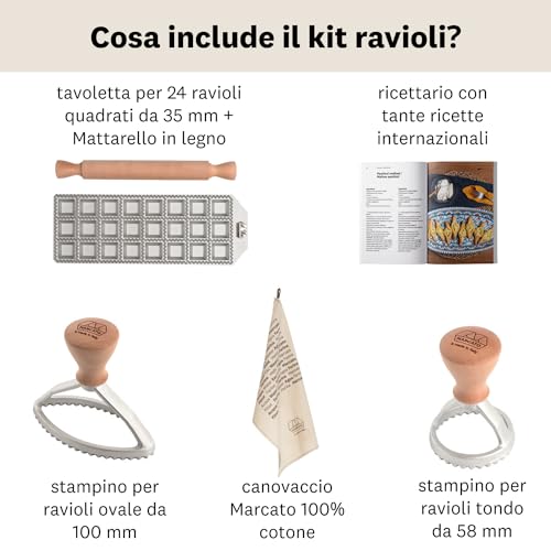 Máquina de pasta Atlas 150 con molde para raviolis cuadrados y rodillo de repostería casera 4