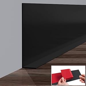 Pluden Flexible Baseboard Molding Trim, 5 Inch(W) x 40 Feet(L) Self-Adhesive Vinyl Wall Base Cove Base, Peel and Stick Rubber Wall Base with a Crease Moulding Trim