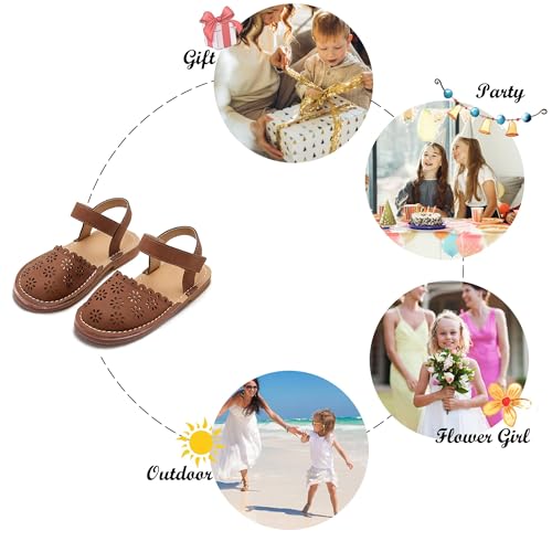 Image of Felix & Flora Toddler Girls Sandals Soft Rubber Princess Flat Shoes Flower Girl Shoes