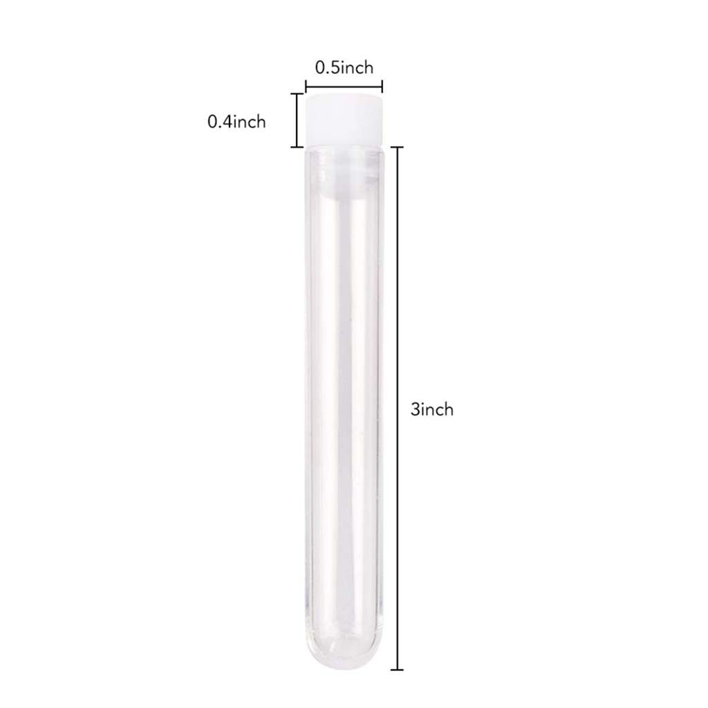 50PCS Professional Tubes 3x0.5In with Leak-Proof Caps Clear Lab Test Container Tubes for School Labs