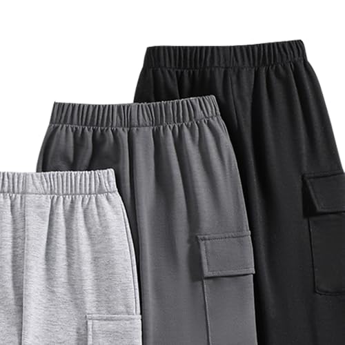 Boys Casual Pants-Solid Color Soft Trousers-Toddler Boys 3 Pack Sweatpants Set (3-7 Years)2