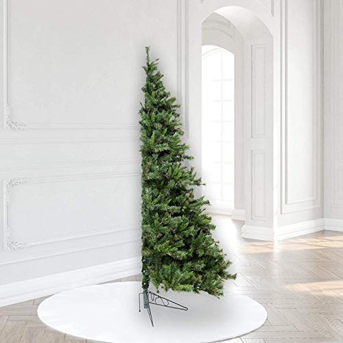 Unlit Hinged Artificial Christmas Tree,Premium Pvc Needles Xmas Pine Tree With Metal Stand Indoor Outdoor Holiday Decor,4Ft Half Christmas Tree For Wall #TOP2