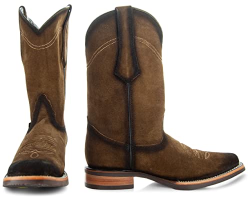 Soto Boots Men's Suede Burnished Cowboy Boots H500372