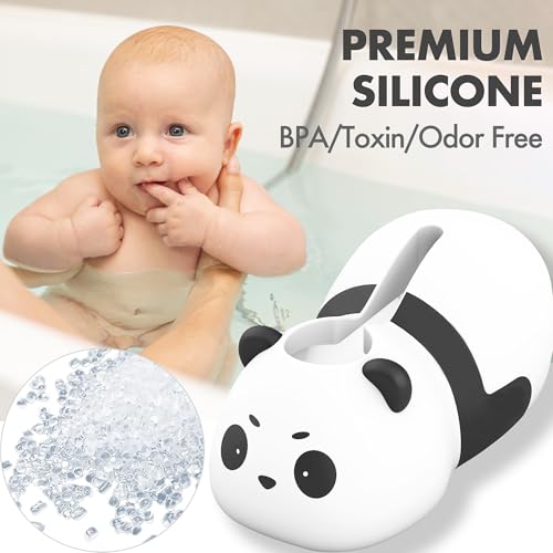 Image of Baby Bathtub Faucet Cover, Bathtub Spout Cover Safety Guard for Kids, Shower Protector Toddler Bathroom Accessories Universal Fit, Cute and Soft Panda Faucet Covers for Bath Fun