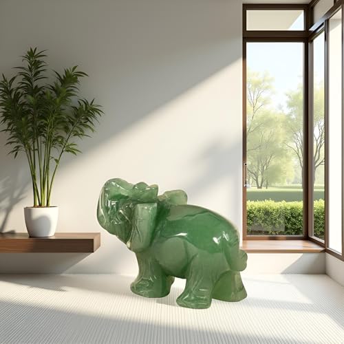 Figura decorativa elefante de piedra jade natural verde miniatura 5