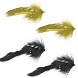 The Fly Fishing Place Bead Head Bouface Bunny/Marabou Streamer Flies - Set of 4 Big Bass and Trout Fly Fishing Flies - Hook Size 4