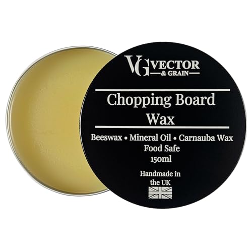 Vector & Grain Food Safe Beeswax Wood Polish & Conditioner 150ml - Natural Beeswax Carnauba Wax & Mineral Oil - For Chopping Boards Wooden Utensils & Worktops - Handmade in the UK