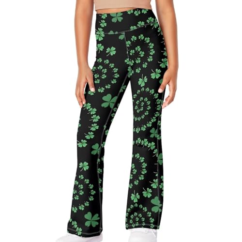 St Patricks Day Flare Leggings for Girls 5-14 Years Kids High Waisted Yoga Pants School Long Bootcut3