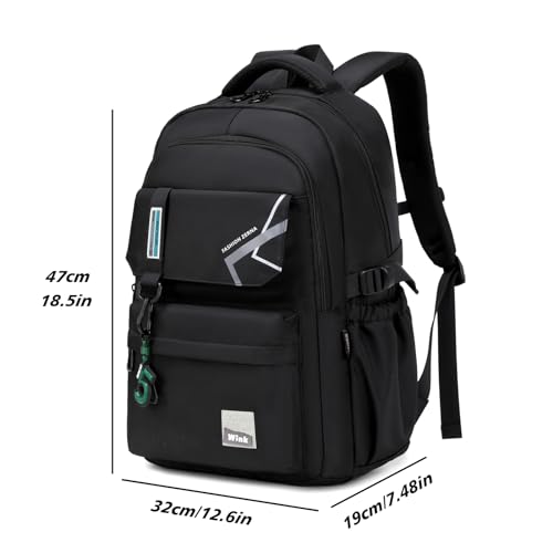 ZHIERNA School Backpack for Boys Middle School Elementary Bookbags for Teens Boys, Waterproof Lightweight Casual Daypack(Black)2