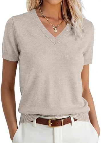 ANRABESS Women’s 100% Wool Short Sleeve Sweater