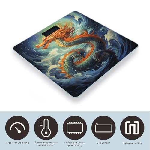 Balanza Digital de Baño con Diseño de Dragón y Pantalla LCD miniatura 3