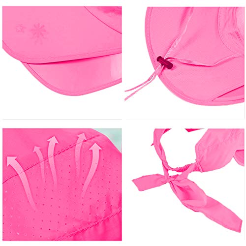 Peicees Wide Brim Visor Hat For Women Golf Visor Cap Sun Protection Hat For Beach Garden Tennis Running Sunshade Hat Rose Red #TOP4