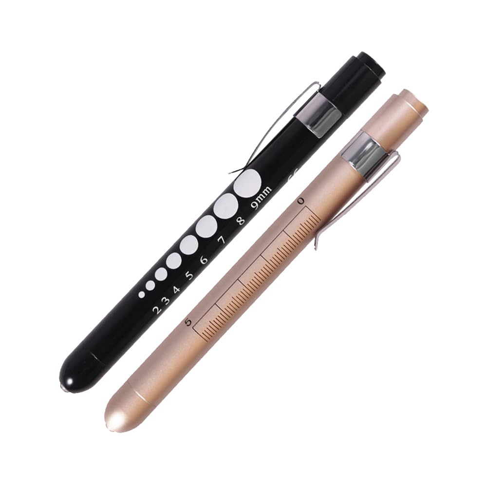 Aokin Pen Light showing the integrated pupil gauge and 5cm ruler on its side.