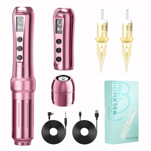 Biomaser UI Wireless Permanent Make-up Maschine Sechstakt verstellbarer kabelloser Stift mit 2 1000mAh Akku OLED Display für Permanent Make-up