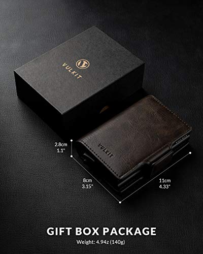 Image of VULKIT Credit Card Holder RFID Blocking Leather Automatic Pop Up Wallet Magnetic Wallet Double Card Case for Men and Women