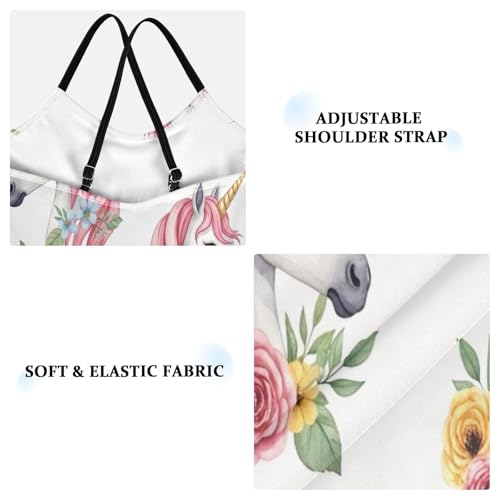 Unicorn Heads Colorful Flowers Swimming Suit for Girls, Summer Beach Swimsuit, 3-103