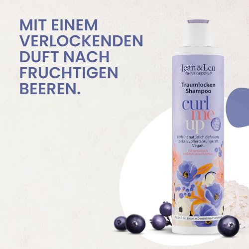 Foto von Jean & Len Traumlocken Shampoo Reiswasser & Açaibeere, für lockiges & welliges Haar, verleiht Sprungkraft & Volumen, fruchtiger Beeren-Duft, Haarshampoo, ohne Parabene & Silikone, vegan, 300 ml