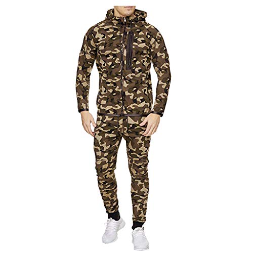 Chándales para Hombre Sudadera con Cremallera con Estampado Otoñal Conjunto de Chándal y Pantalón de Fútbol Manga Larga Hoodie Casual Abrigo Otoño-Invierno riou