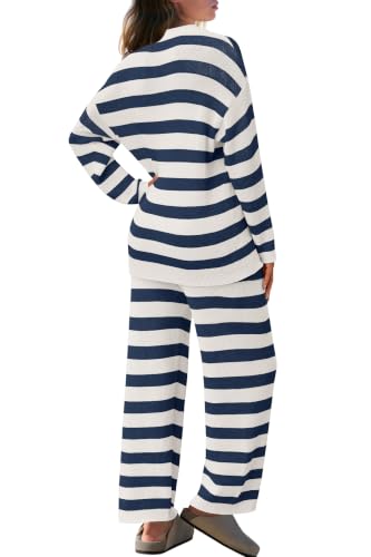 Image of SENSERISE Womens Striped Set Sweater Lounge Sets