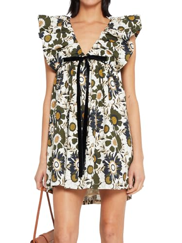 Image of Women's Summer Dress Floral V-Neck Sleeveless Casual Mini Dress Sundress