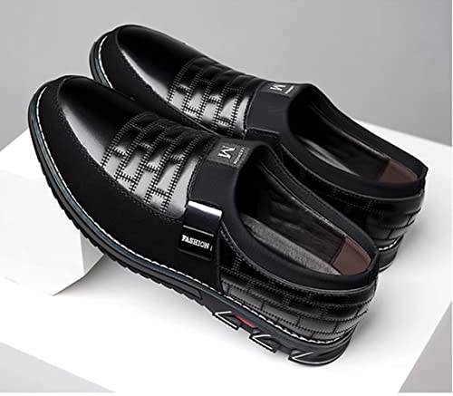 Image of Men's Dress Shoes Business Soft Sole Oxford Derby Orthopedic Leather Slip-On Casual Shoes (Black,6.5)